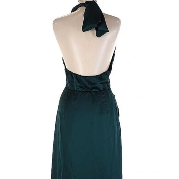 Show Me Your Mumu Adele Halter Maxi Dress in Deep Emerald Luxe Satin M NWT - Picture 15 of 16